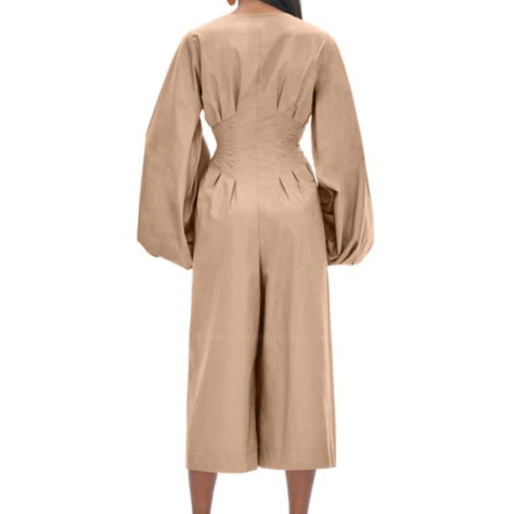 Andrea Iyamah NIA Tan Cotton Jumpsuit Size XL - Picture 3 of 6